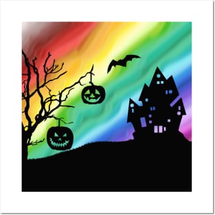 Rainbow Halloween Posters and Art